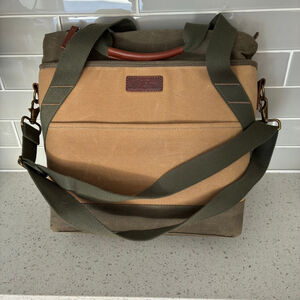 L.L.Bean Insulated Waxed Canvas Cooler Tote 33L Leather Trim Picnic Bag